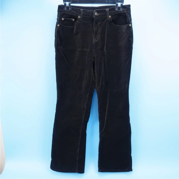 DG2 Diane Gilman Womens Brown Velvet Stretch Mid Rise Pants Size 10P 28 X 27 - Picture 1 of 4